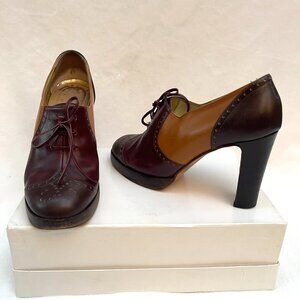 Isaac Mizrahi Made in Italy Oxfords color block lace up chunky heels 7,5